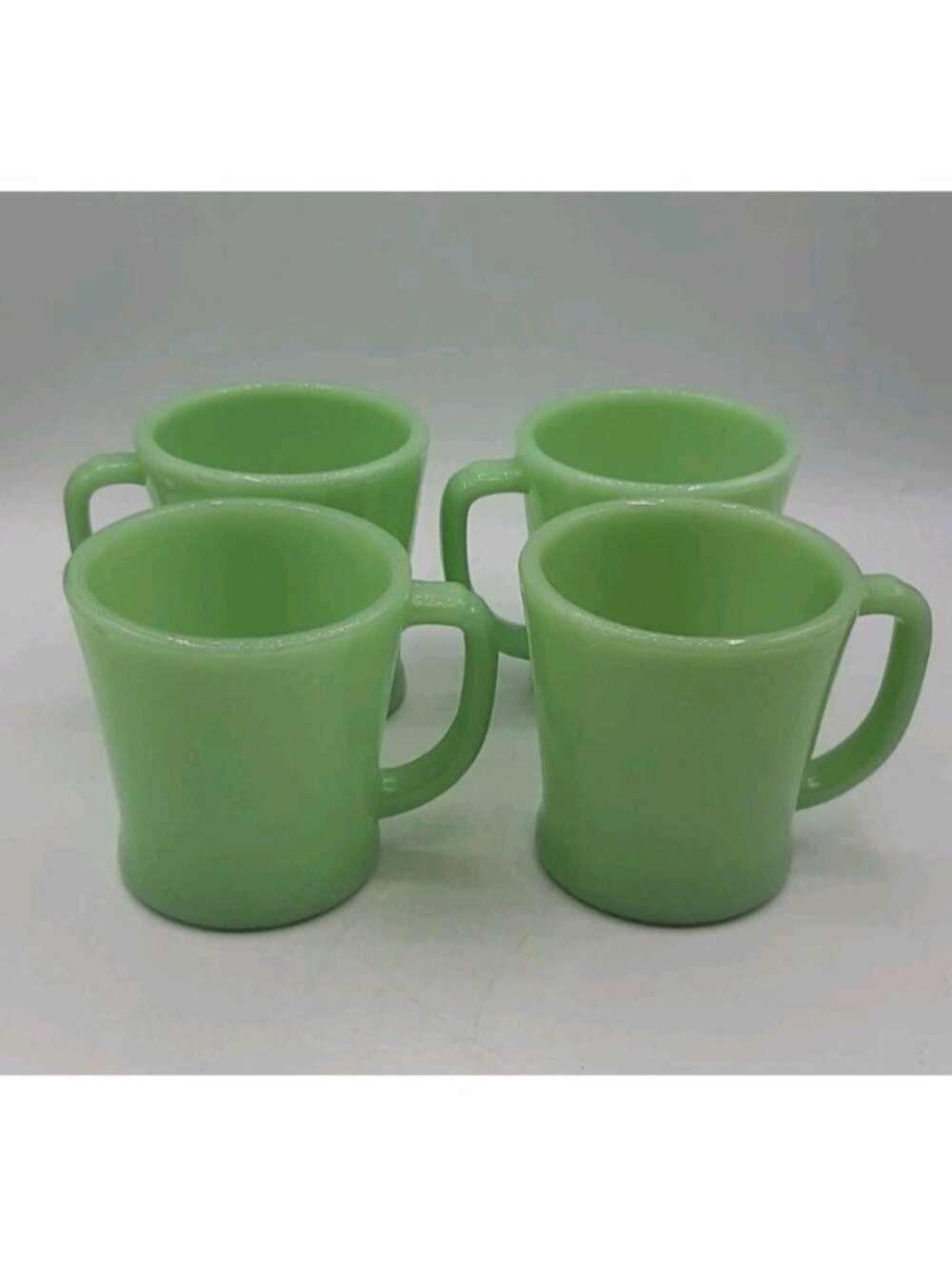 Vintage Set of 4 Fire King Oven Ware Green Jadeite Coffee Mugs Cups USA